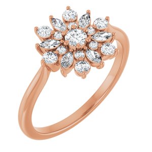 14K Rose 1/2 CTW Natural Diamond Vintage-Inspired Ring